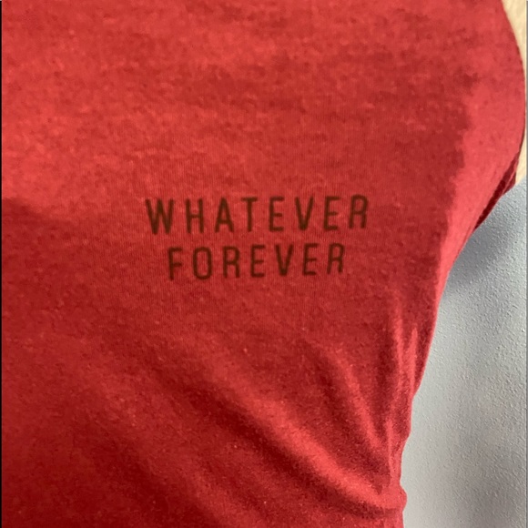 WHATEVER FOREVER Burgundy Baseball Tee 3-4 Sleeve Top - Picture 3 of 6
